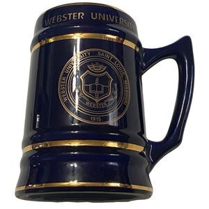 Vintage Webster University Blue Gold Trim Ceramic Beer Stein Alumni